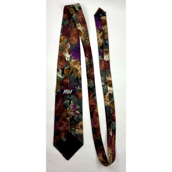 MIV Silk Tie Hand Made in Italy 1980s Floral Vintage - Picture 8 of 16